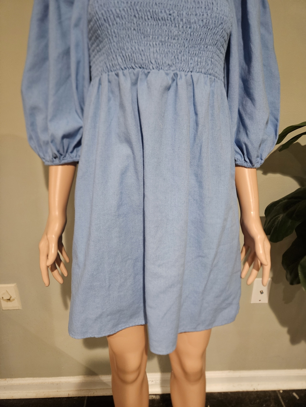 Tuckernuck Annie Smocked Mini Dress In Beaufort Blue. Size Med - Picture 8 of 16